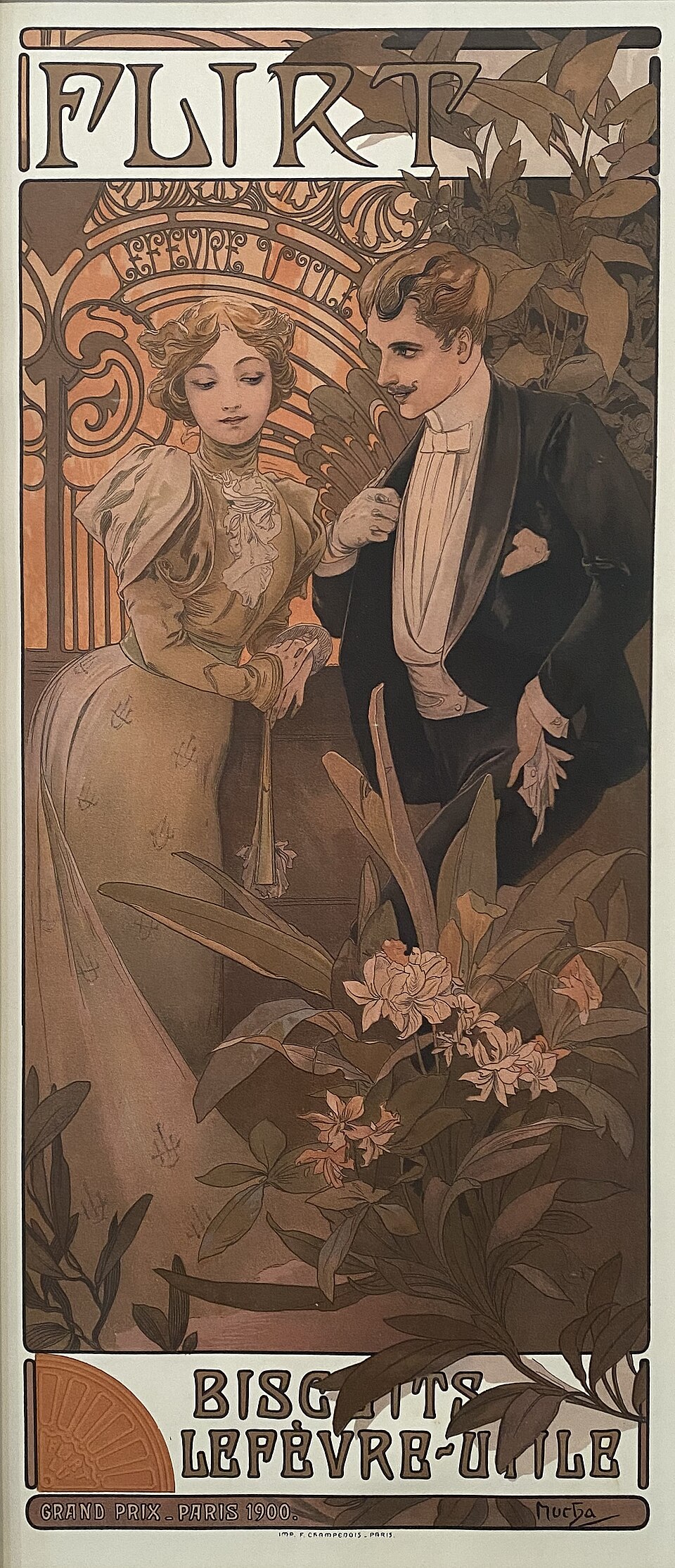 Flirt biscuits (vers 1899) par Alphonse Mucha dans l'exposition La Belle Époque de l’Art nouveau au musée de Pully