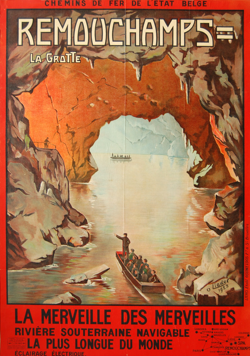 Art Nouveau poster for the caves of Remouchamps