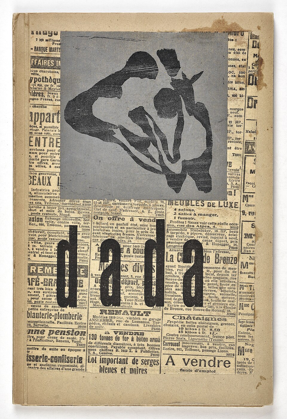 Jean Hans Arp, bois gravé et collage pour la couverture de Dada 4-5 (Tristan Tzara dir.), Zurich, 1919