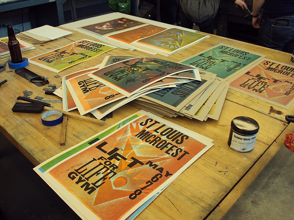These event posters were printed during a letterpress printing workshop taught by by Amos Paul Kennedy Jr. at Washington University in St. Louis during the 2011 SGC International conference. Kennedy designed the posters and set the type, and workshop attendees helped print them.